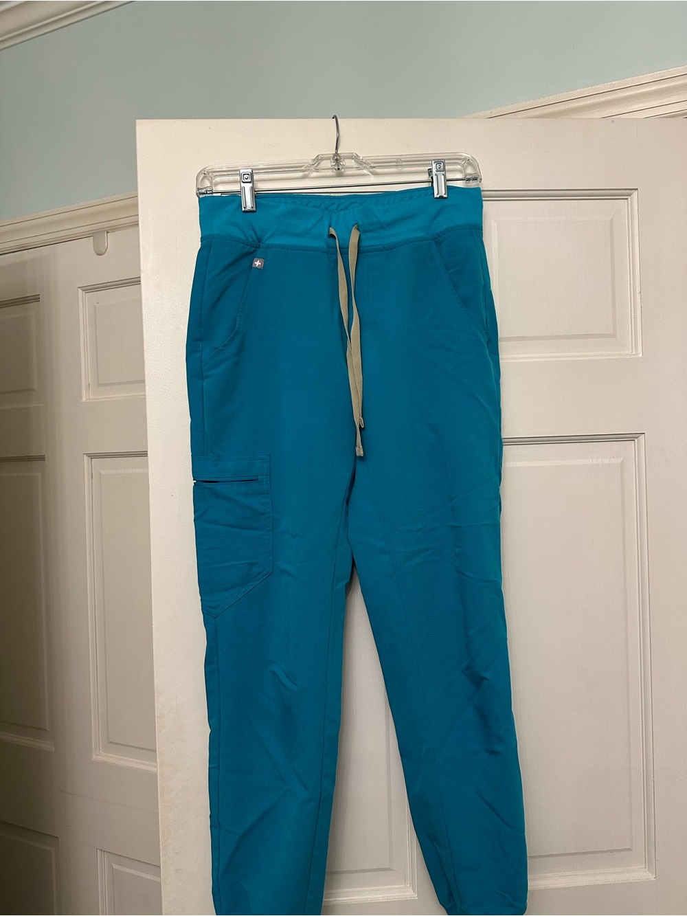 Figs Teal Drawstring Cargo Joggers